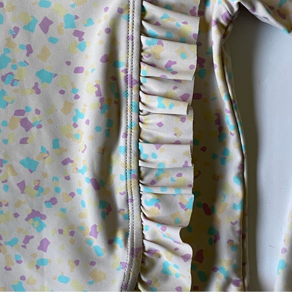 Ruffle Butts Swim Shirt Size 6 Rash Guard Long Sleeve Ruffles Confetti beige EUC - Picture 7 of 14